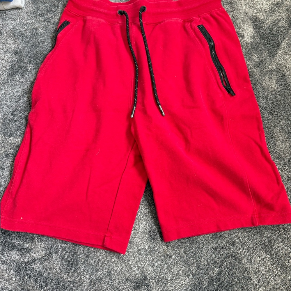 Vibrant Red Athletic Shorts with Drawstring Waist